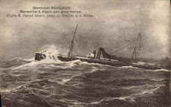 VINTAGE POSTCARD Bateau Marshal Bugeaud Marseilles has Algiers by heavy weather