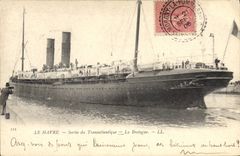 VINTAGE POSTCARD Boat Le Havre Left the Deck chair Brittany