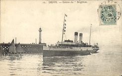 VINTAGE POSTCARD Dieppe Boat Entered of Brighton
