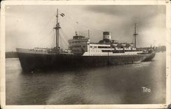 VINTAGE POSTCARD Boat Brazza Steamer of the Company of the Brought together Chargers