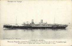 VINTAGE POSTCARD Bateau Charles Roux New postal Steamer French has turbines of the Transatlantic Co