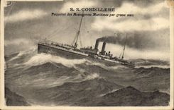 CPA Bateau SS Cordillere Paquebot des Messageries Maritimes par grosse mer 
