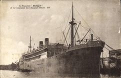 VINTAGE POSTCARD Boat the Brazza steamer of the Company of the Brought together chargers