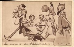 CPA Fantaisie Illustrateur Le remords du celibataire Enfants Remy