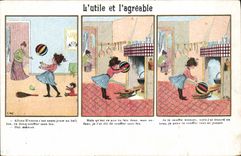 CPA Fantaisie Illustrateur L'utile et l'agreable Enfant Maison Benoiston Rue du Temple Paris 