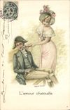 VINTAGE POSTCARD Fantaisie Illustrator Woman the love tickles