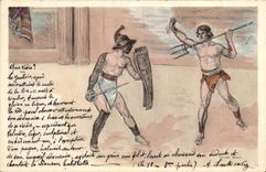 VINTAGE POSTCARD Fantasy Illustrator Rome Gladiator