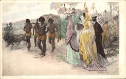 VINTAGE POSTCARD Fantasy Illustrator Lion Rome Slaves