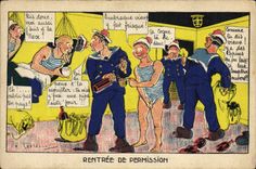 VINTAGE POSTCARD Militaria Sailors Returned of permission