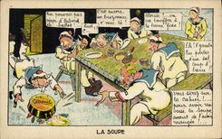 CPA Militaria Marins La soupe