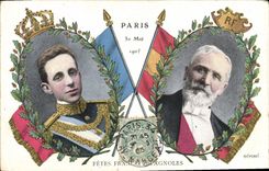 CPA Alphonse XIII Roi d'Espagne Paris Loubet Fetes Franco Espagnoles
