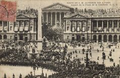 VINTAGE POSTCARD Visite of Mr. Alphonse XIII has Paris Aspect of the place of the Harmony