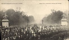 CPA Les souverains d'Italie a Paris Place de la Concorde Arrivee du cortege 