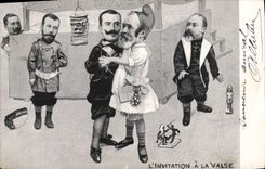 CPA L'invitation a la valse Loubet Vittorio Emanuelle Nicolas II Russie Russia