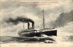 CPA Bateau Paquebot poste Charles Roux Compagnie Generale Transatlantique 