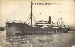 VINTAGE POSTCARD fast Boat Steamer S Belgrano