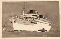 VINTAGE POSTCARD Boat Steamer Chella Mixed Company of Navigation Marseilles