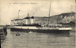 CPA Bateau Paquebot Dieppe Depart du Brighton 