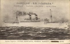 VINTAGE POSTCARD Boat Steamer Fabre Line Canada Marseilles Naples Palermo New York
