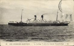 VINTAGE POSTCARD Boat Steamer Carthage of the Transatlantic General Co