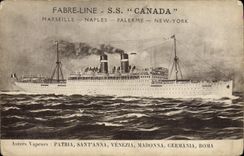 CPA Bateau Paquebot Fabre line SS Canada Marseille Alger Palerme New York