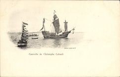 VINTAGE POSTCARD Boat Caravel of Christophe Colomb
