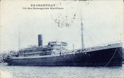 VINTAGE POSTCARD Boat Steamer S Chantilly Co of the Maritime Transport