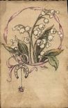 VINTAGE POSTCARD Illustrateur Lily of the valley Horseshoe