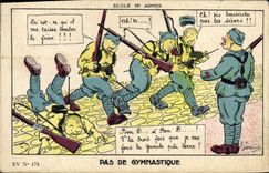 VINTAGE POSTCARD Militaria Pas de Gymnastique