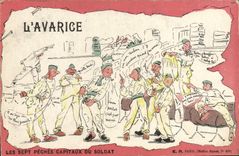 CPA Militaria L'avarice Les sept peches capitaux du soldat