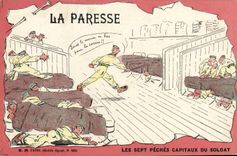 CPA Militaria La paresse Les sept peches capitaux du soldat