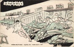 VINTAGE POSTCARD Militaria the train of 10:3