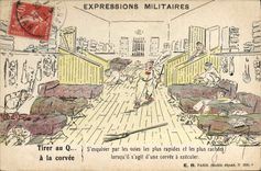 CPA Militaria Tirer au Q a la corvee