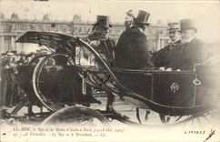 CPA Les souverains d'Italie a Paris Le roi et la reine d'Italie A Versailles Le Roi et le president 
