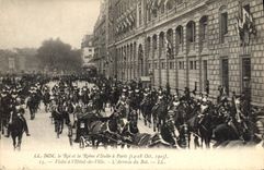 VINTAGE POSTCARD the sovereigns of Italy has Paris the king and the queen of Italy Visite Town hall the arrival of the king