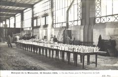CPA Banquet de la Mutualite 30 octobre 1904 Un des postes pour la preparation du Cafe