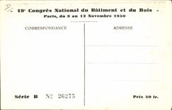 CPA 19eme Congres National du Batiment et du Bois Paris Novembre 1950