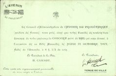 CPA Souvenir de la Fete annuelle de l'avenir du Proletariat 31 octobre 1901 Angerin Leon Proletariat