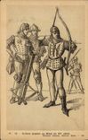 VINTAGE POSTCARD English Archers at the beginning of the 15th Shooting with the arc