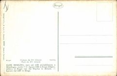 VINTAGE POSTCARD Hans Memling Drives out co. Ursule Bruges Tir with the arc