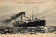 VINTAGE POSTCARD Boat General Company Transatlantic Cathage Postal services