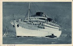 VINTAGE POSTCARD Boat Compagie de Navigation Package Marseilles Chella