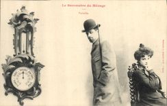 VINTAGE POSTCARD Fantasy the barometer of the Variable household Woman
