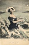 VINTAGE POSTCARD Fantasy Woman Bathing suit With the sea bathings