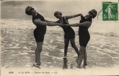 VINTAGE POSTCARD Fantasy Woman Bathing suit Pleasures of the bath