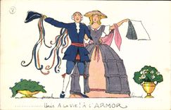 CPA Fantaisie Illustrateur A la vie a l'Armor Mariage