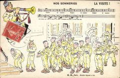 CPA Militaria Nos sonneries La visite 