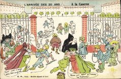 VINTAGE POSTCARD Militaria the 20 years arrival To the barracks