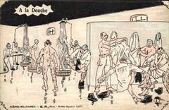 VINTAGE POSTCARD Militaria With the shower