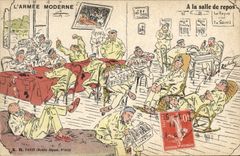 CPA Militaria A la salle de repos 